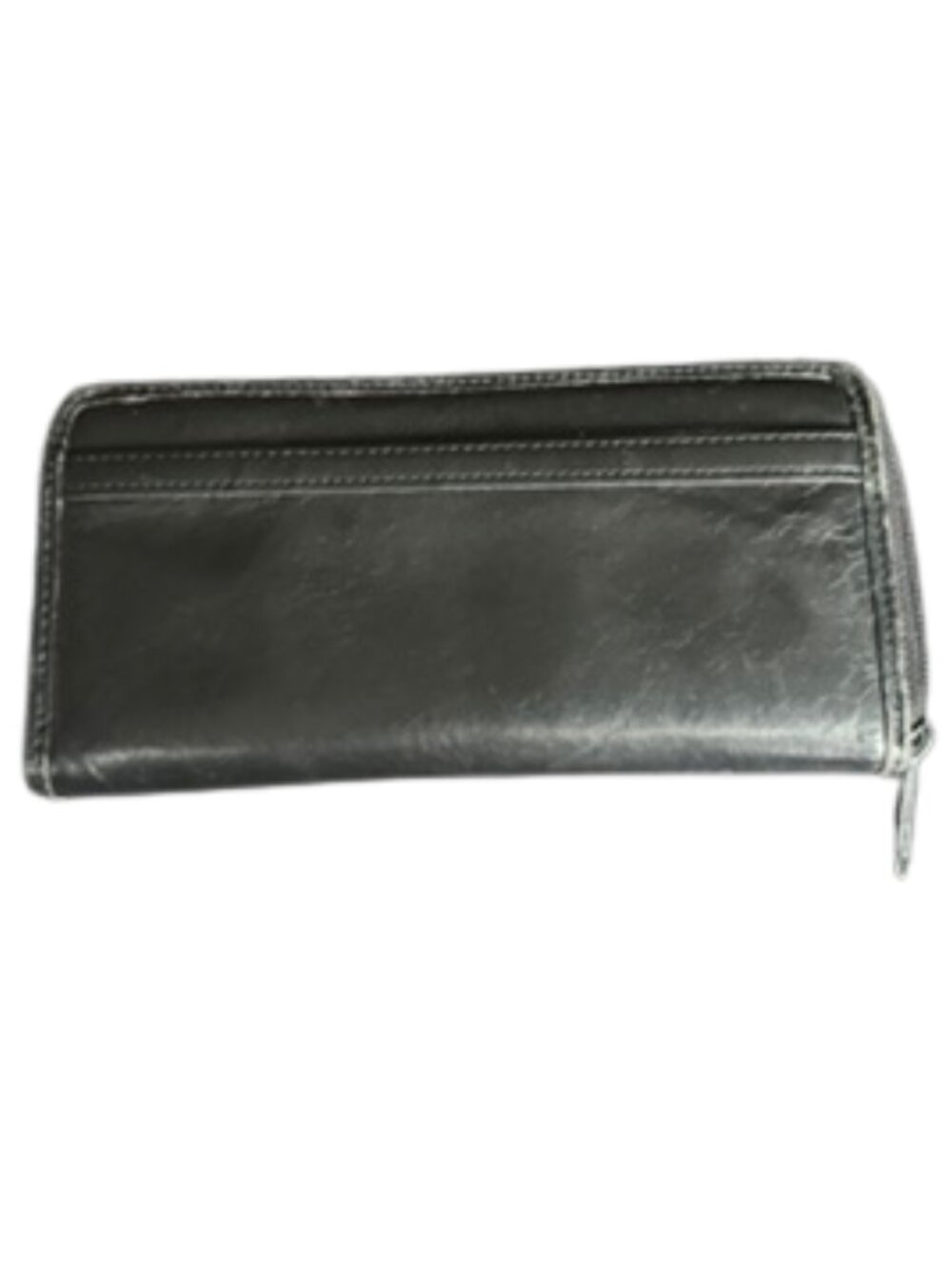 Black Via Roma Genuine Leather Wallet Zip Pockets Card Holder Lined - Picture 2 of 5